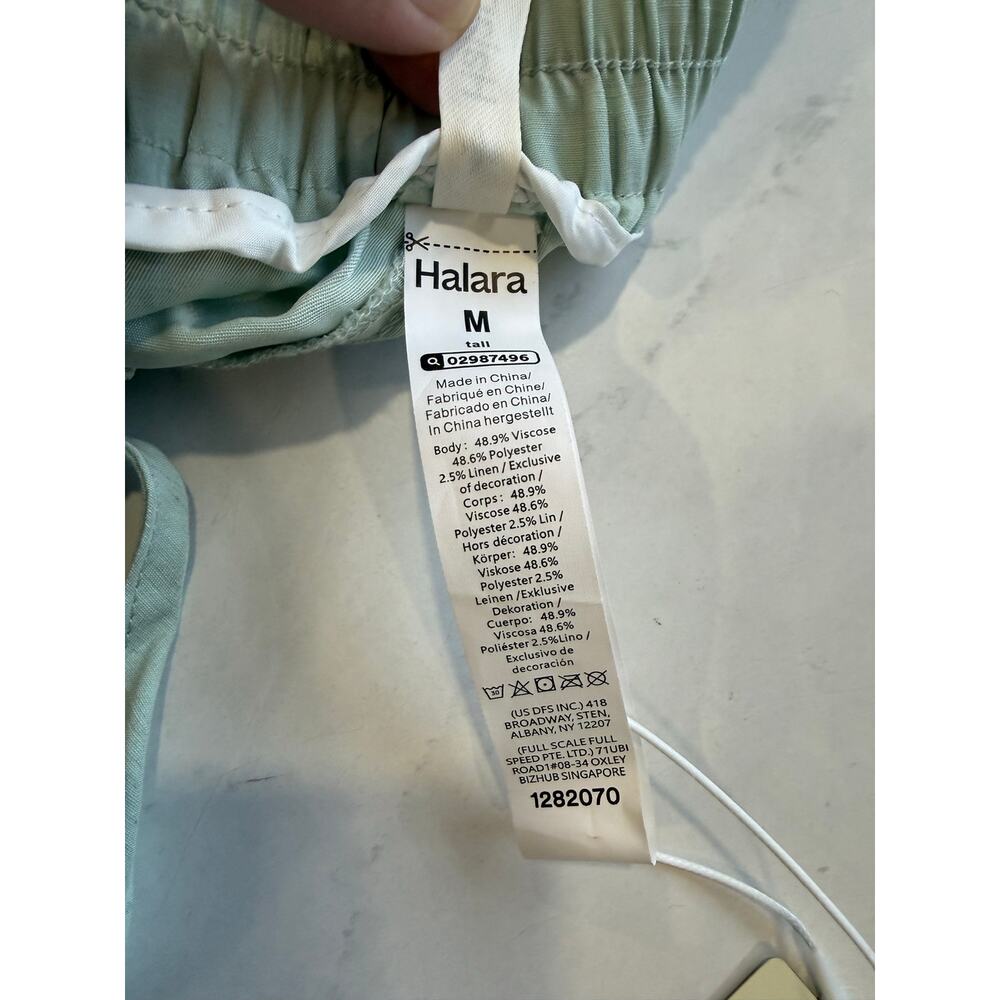 Halara Linen Blend Wide Leg Pants Seafoam M Tall High Rise Drawstring NWT - Picture 6 of 9